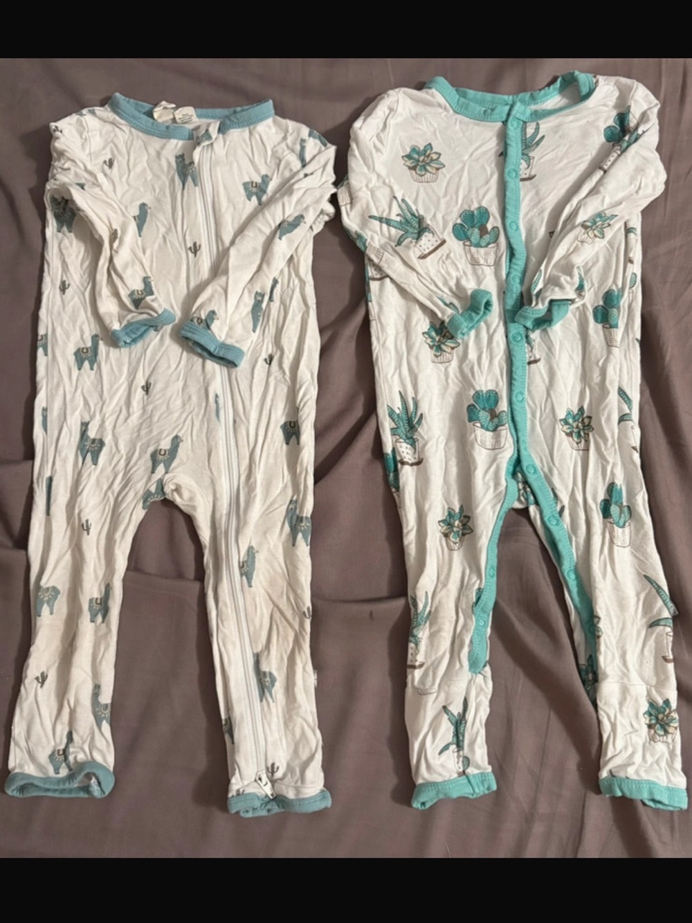 Kyte Baby 6/12m Llama & Succulent Rompers